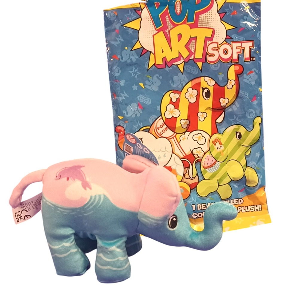 NOB Pop Art Soft DOLLY Dolphin Blue Pink Mini Elephant Bean Filled Mystery Plush